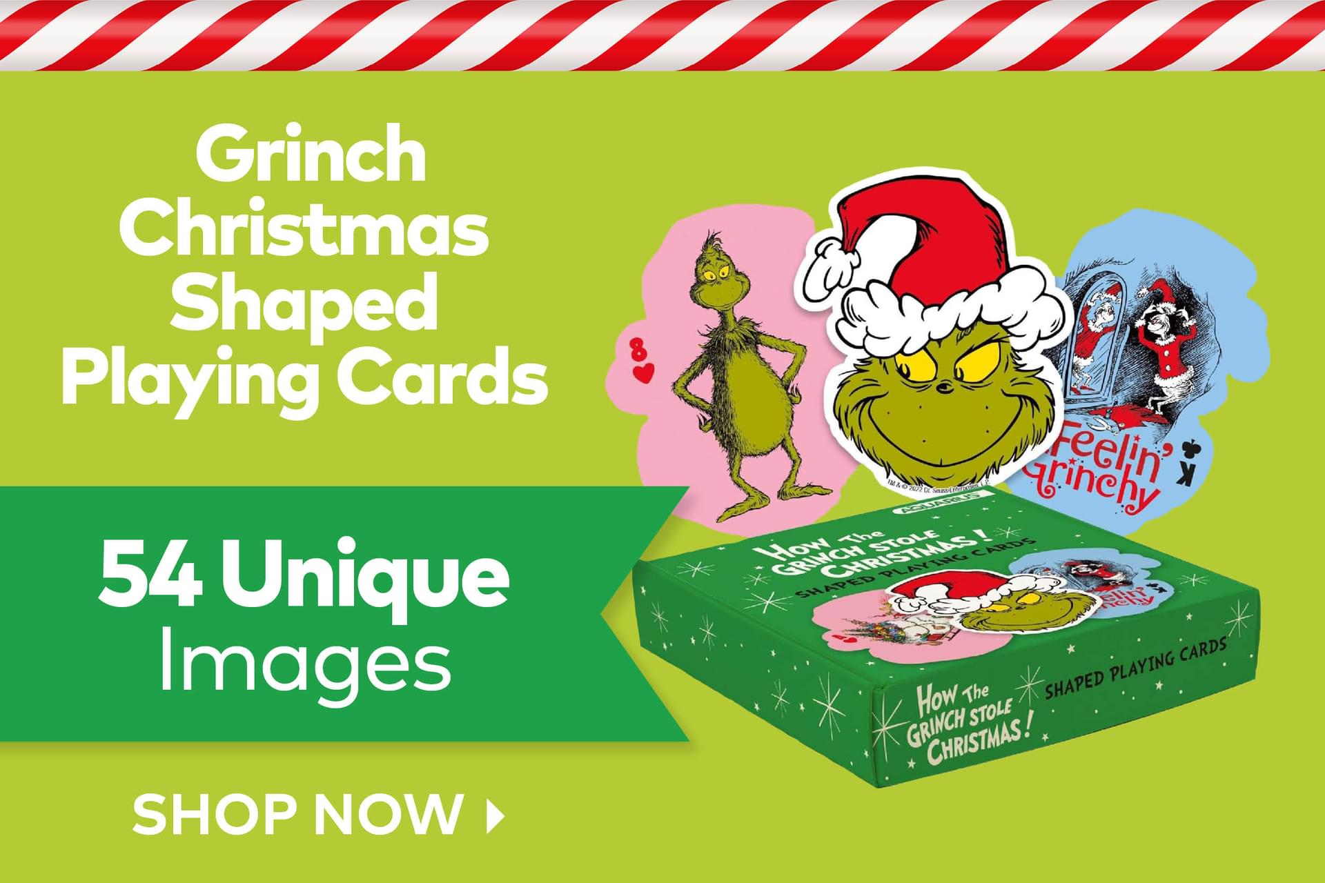 Grinch Christmas Shaped Playing Cards - 54 Unique Images